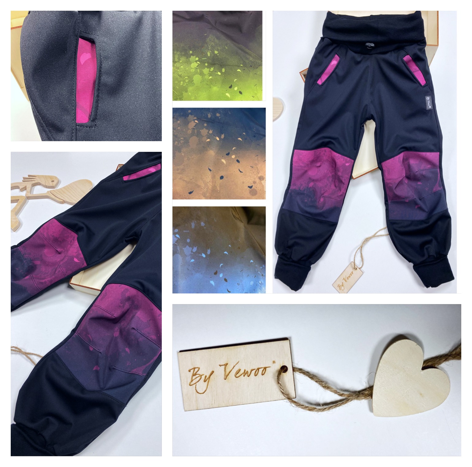 BARVA MODRÁ/ČERNÁ - Rostoucí, ODLEHČENÉ Softshellové kalhoty  na období jaro/léto/podzim- "SOFŤOUŠKY" materiál : PRUŽNÝ ODLEHČENÝ SOFTSHELL - Vzor, s kapsami, prošitá VYZTUŽENÁ KOLENA- více velikostí