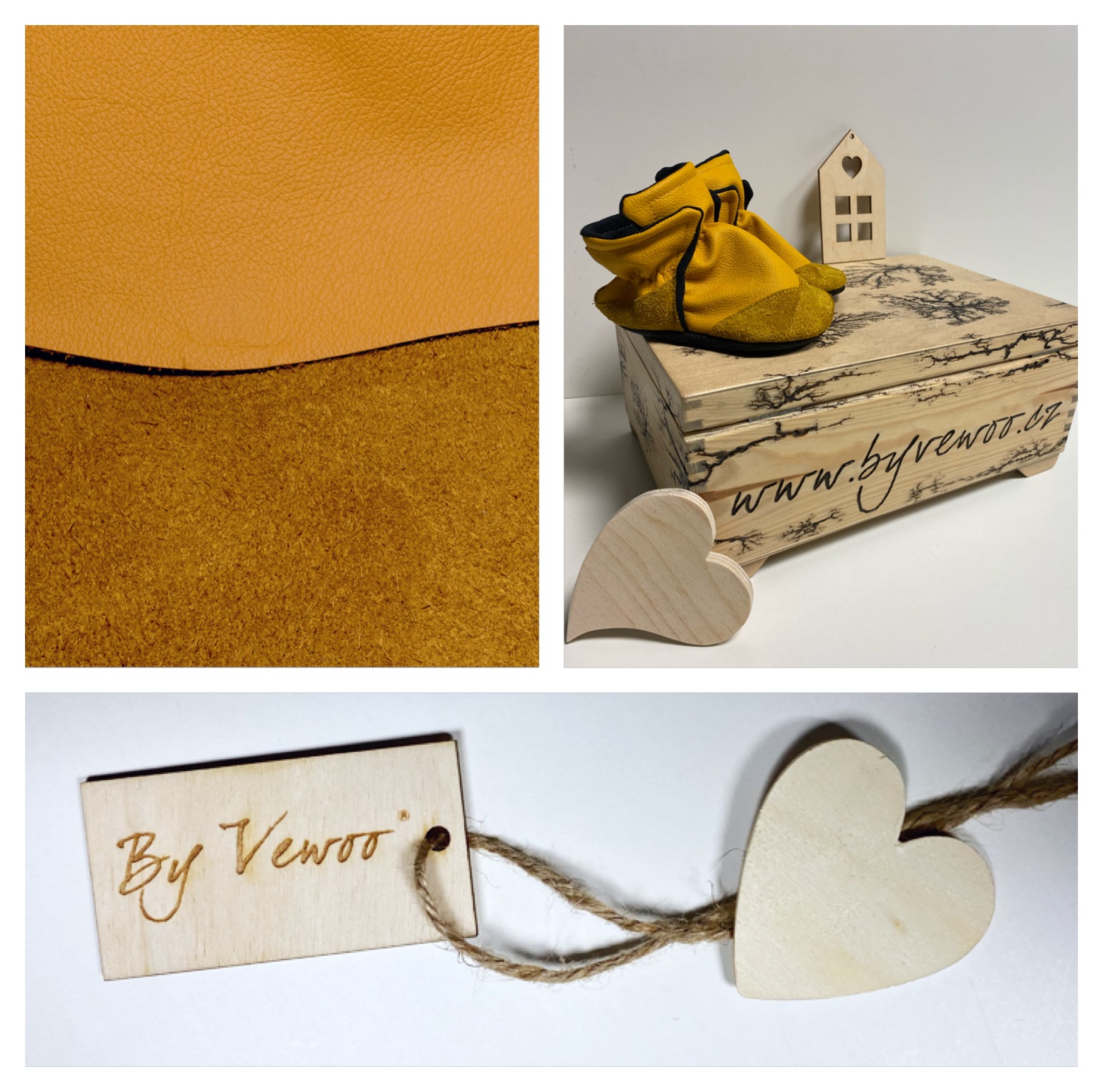 KOŽENÉ CAPÁČKY - odstín HNĚDÁ melír - “Kožkyťapky” :), prošívané bavlnou, odolná špička protiodření - více velikostí - 13cm - 15cm 