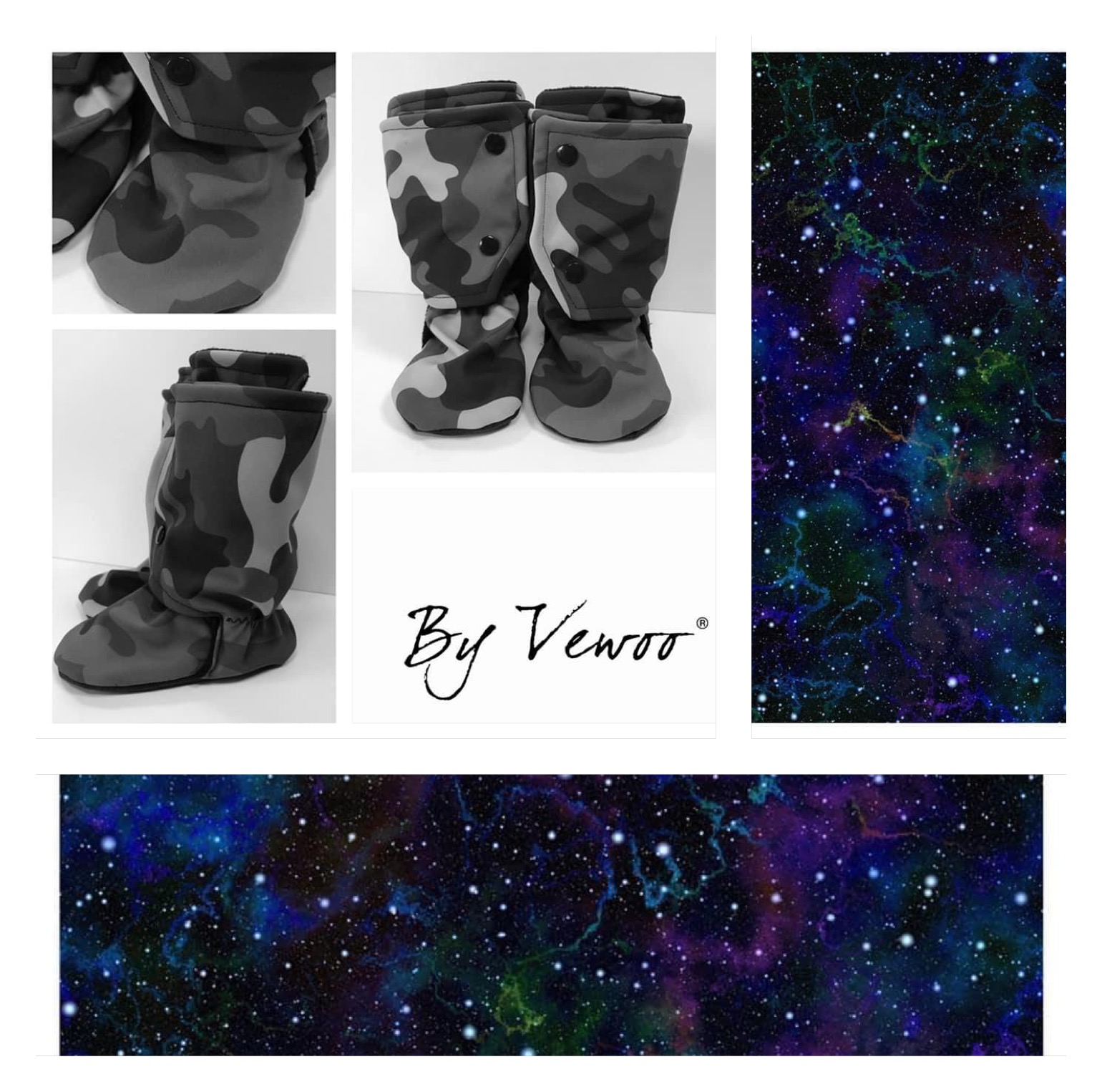 BAREFOOT Ťapkycapky, NEPROMOKAVÉ - SOFTSHELL vysoké capáčky prošité microfleece - VZOR VESMÍR  - 11cm - 13cm - 15cm - 17cm