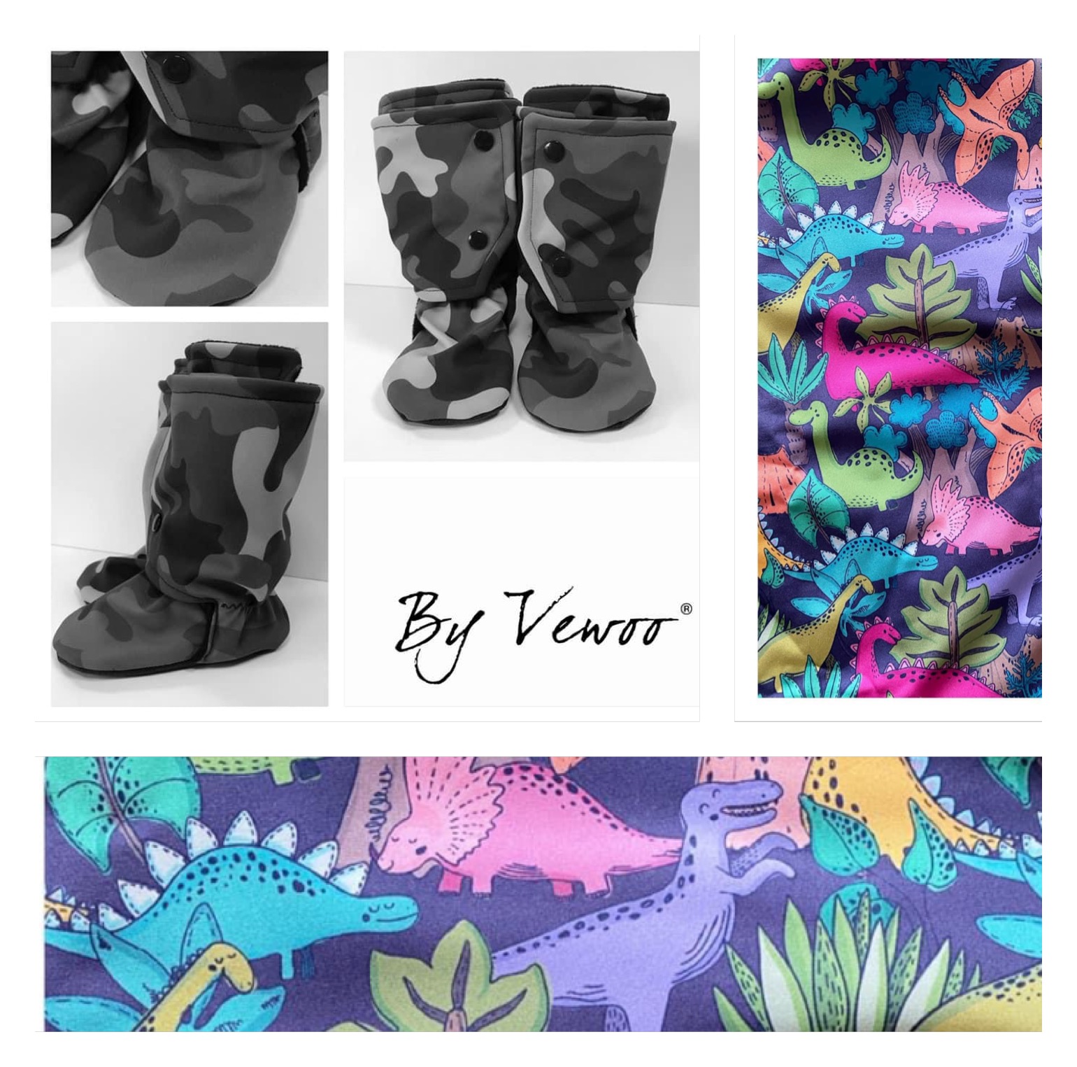 BAREFOOT Ťapkycapky, NEPROMOKAVÉ - SOFTSHELL vysoké capáčky prošité microfleece - DINO/PETROLEJ  - 11cm - 13cm - 15cm - 17cm