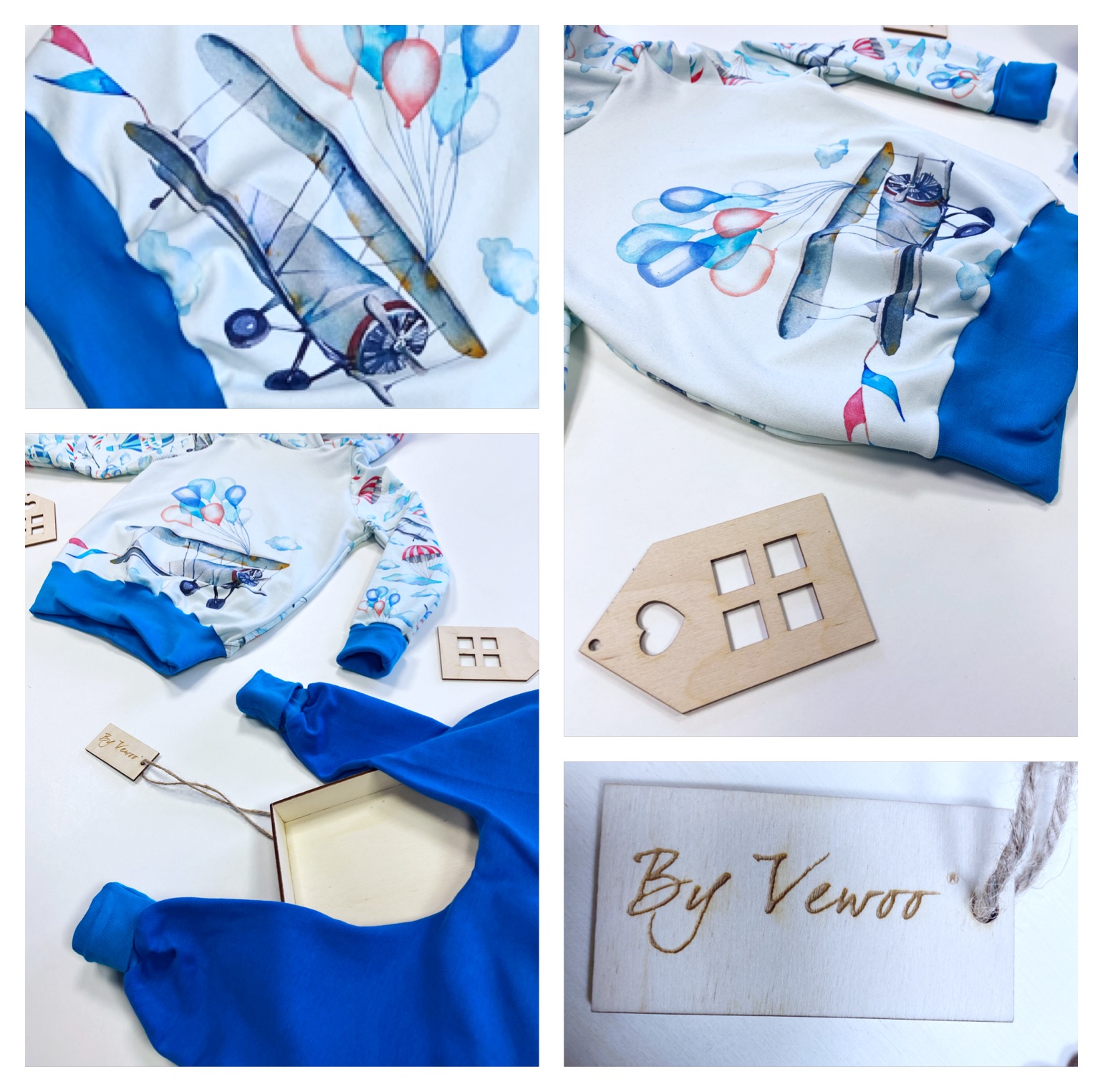 Dětský set - Mikina plus Baggy, vzor Letadla v kombinaci s krásným modrým odstínem - velikost 98/104