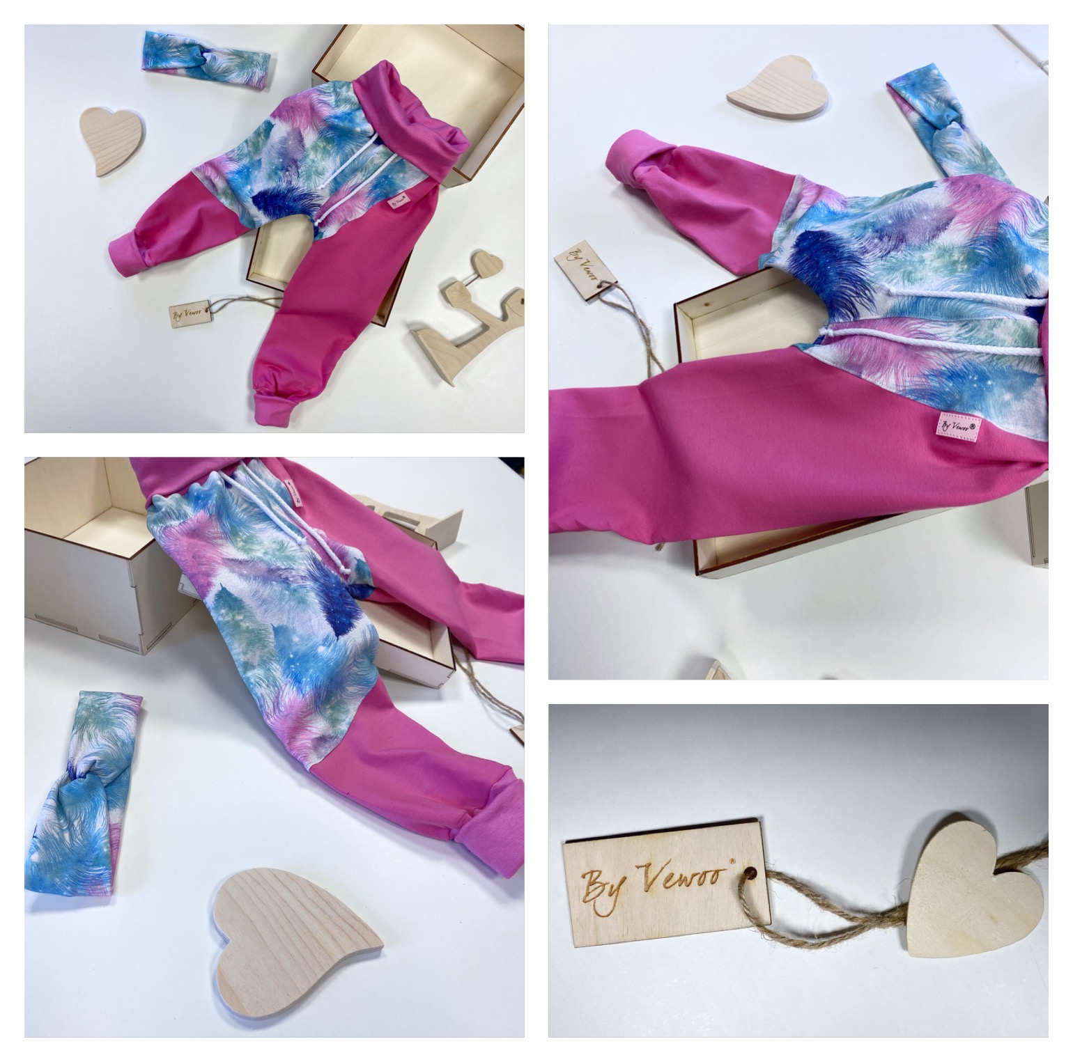 Zvýhodněný setík - ČELENKA plus Rostoucí baggy - "VEBAGGOUŠKY" materiál : teplákovina STARORŮŽOVÁ/PEŘÍČKA - velikost 86/92