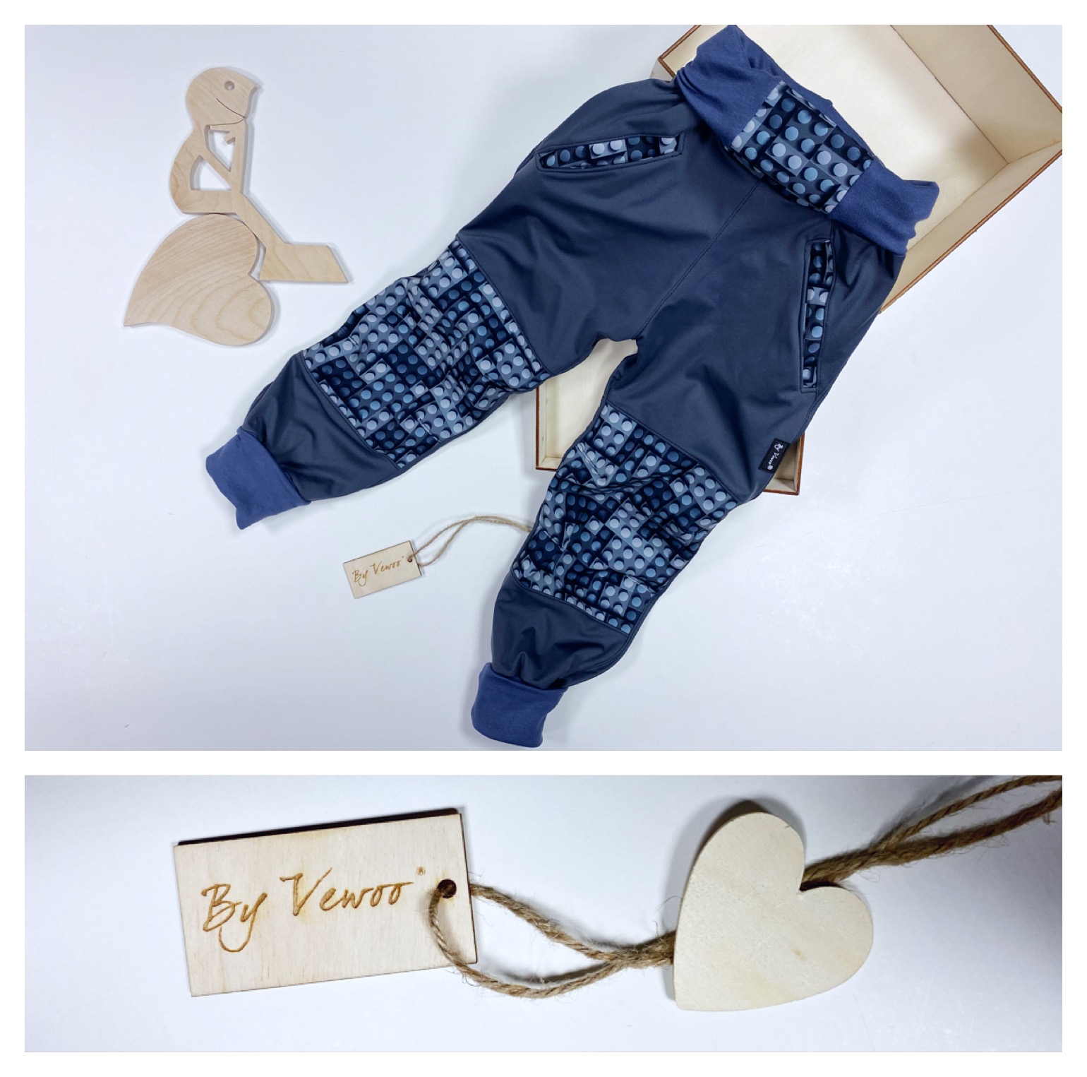 Rostoucí, ODLEHČENÉ Softshellové kalhoty  na období jaro/léto/podzim- “SOFŤOUŠKY" materiál : PRUŽNÝ ODLEHČENÝ SOFTSHELL - Vzor ŠEDÁ-LEGO, s kapsami, prošívaná VYZTUŽENÁ kolena- více velikostí