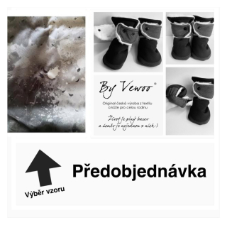 Barefoot Ťapkycapky - MERINO - VZOR ŠEDÁ/ČERNÁ - EXTRA ZIMNÍ MERINO-PŘÍRODNÍ BERÁNEK -NEPROMOKAVÉ - SOFTSHELL střední capáčky prošité přírodním beránkem 2cm - 13cm - 14cm - 15cm - 16cm - 17cm