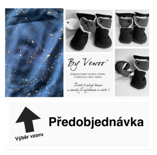 Barefoot Ťapkycapky - MERINO - VZOR GALAXIE - EXTRA ZIMNÍ MERINO-PŘÍRODNÍ BERÁNEK -NEPROMOKAVÉ - SOFTSHELL střední capáčky prošité přírodním beránkem 2cm - 13cm - 14cm - 15cm - 16cm - 17cm